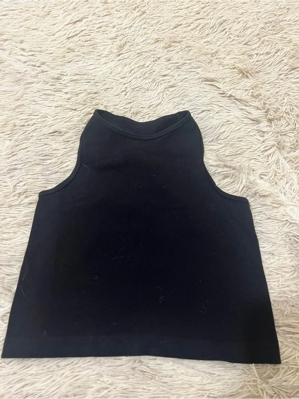 Free People Black Ribbed High Neck crop tank